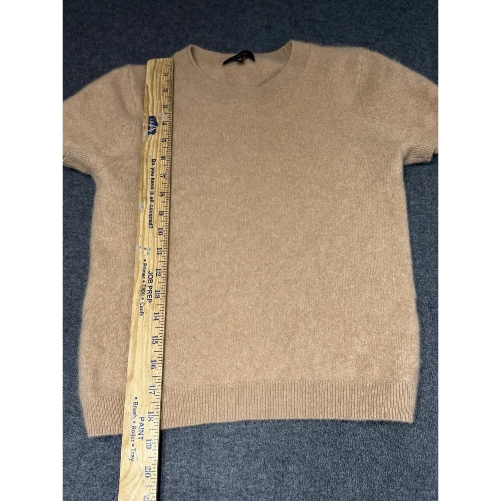 Quince Mongolian Cashmere Short Sleeve Sweater Tee Camel Brown M Medium - Picture 5 of 7